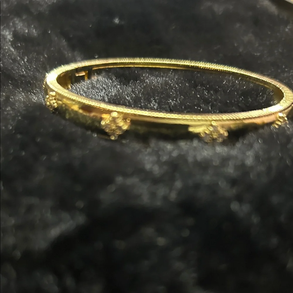 Adina Eden Gold Crystal Accent Bangle Bracelet - Picture 5 of 5